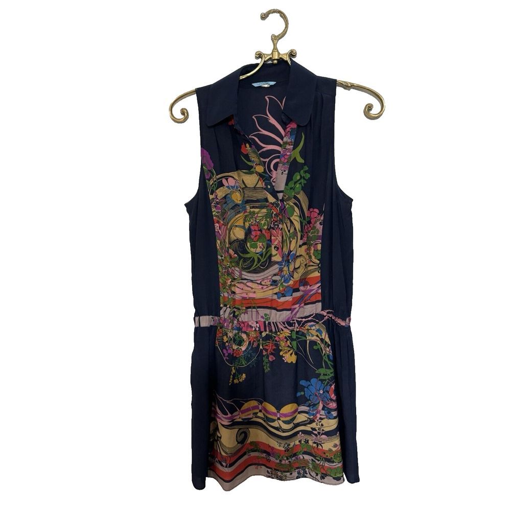 Anthropologie Leifnotes Silk Dress Blue Sleeveless‎ Size 0 Xsmall